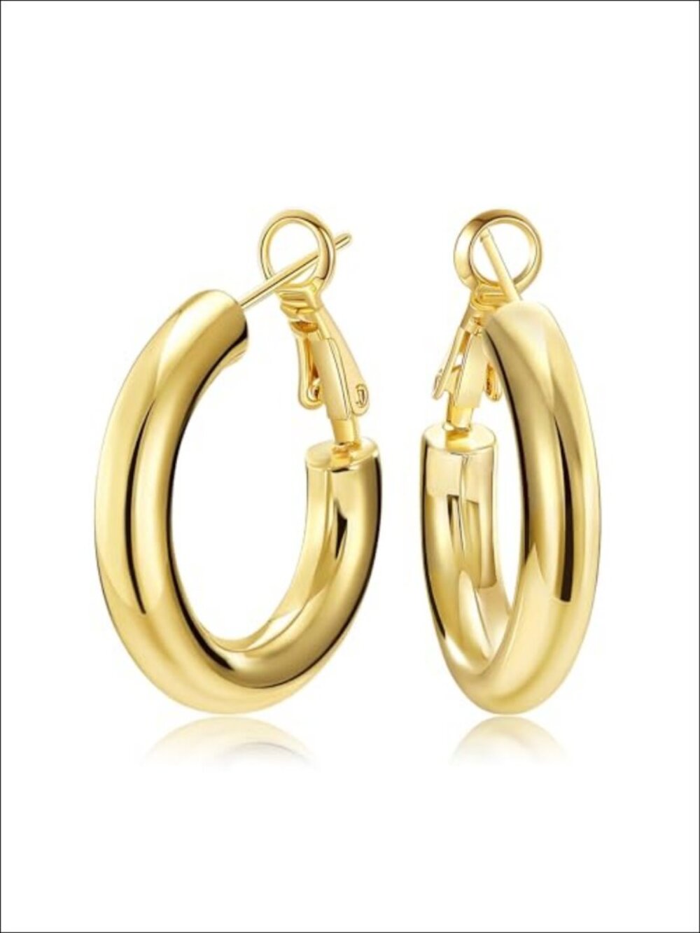 14K Gold Plated Chunky Hoop Earrings Lightweight Hypoallergenic